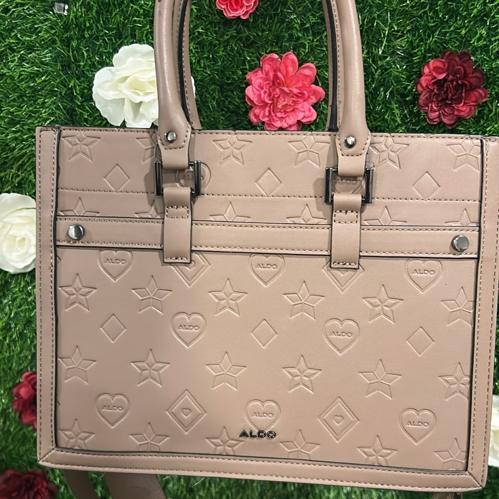 Aldo Taupe Embossed Satchel